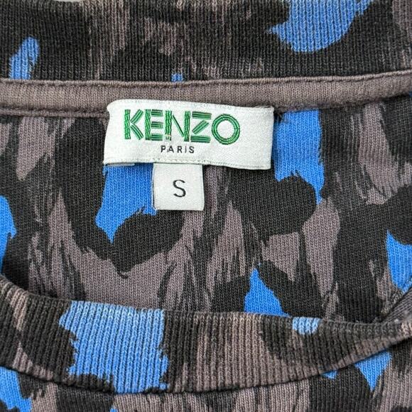 KENZO Paris Leopard Print Blue / Grey / Black T-Shirt Size S - Picture 5 of 11